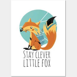 FOX CARTOON ILLUSTRATION stay clever little animal Posters and Art